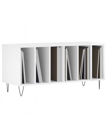 Mobile Porta Dischi Bianco Lucido 100x38x48cm Legno Multistrato
