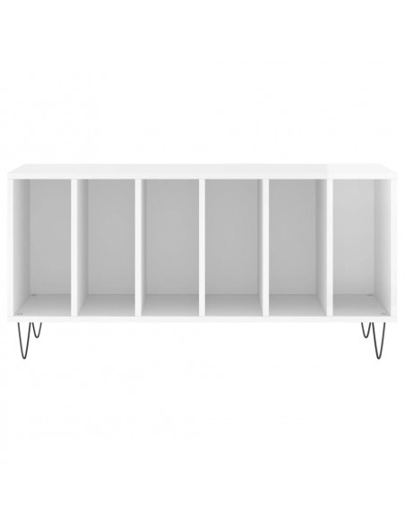 Mobile Porta Dischi Bianco Lucido 100x38x48cm Legno Multistrato