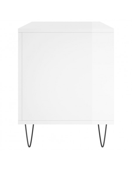Mobile Porta Dischi Bianco Lucido 100x38x48cm Legno Multistrato