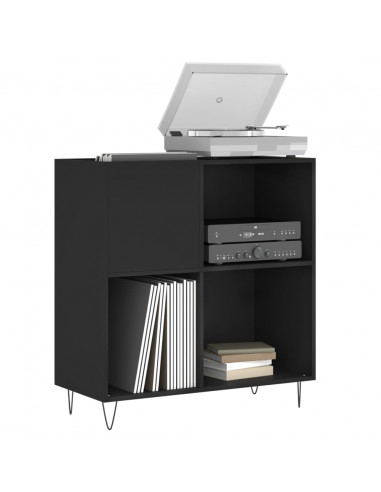 Mobile Porta Dischi Nero 84,5x38x89 cm in Legno Multistrato