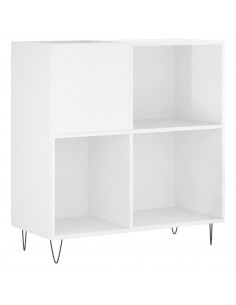Mobile Porta Dischi Bianco Lucido 84,5x38x89 Legno Multistrato 2