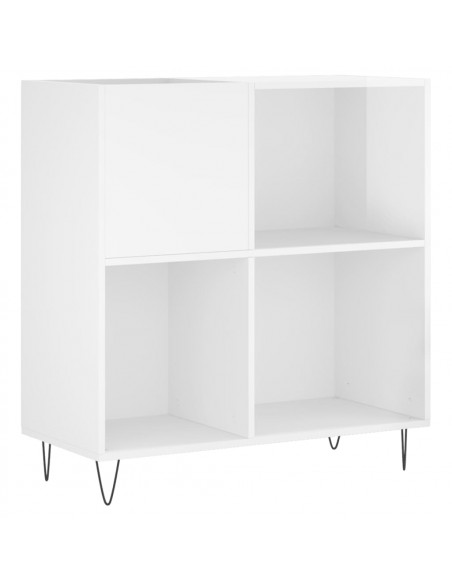 Mobile Porta Dischi Bianco Lucido 84,5x38x89 Legno Multistrato