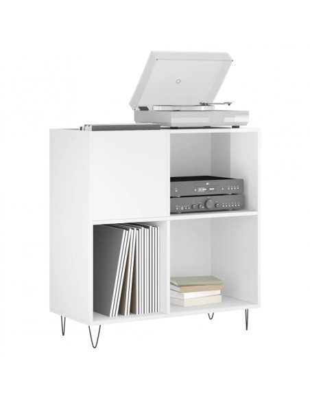 Mobile Porta Dischi Bianco Lucido 84,5x38x89 Legno Multistrato
