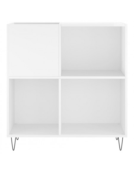 Mobile Porta Dischi Bianco Lucido 84,5x38x89 Legno Multistrato