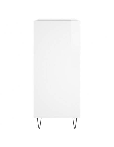 Mobile Porta Dischi Bianco Lucido 84,5x38x89 Legno Multistrato