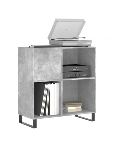 Mobile Porta Dischi Grigio Cemento 84,5x38x89 Legno Multistrato