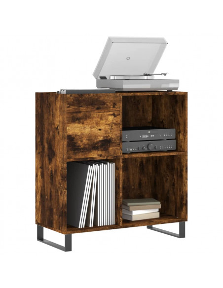 Mobile Porta Dischi Rovere Fumo 84,5x38x89 cm Legno Multistrato