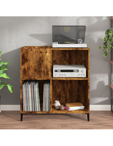 Mobile Porta Dischi Rovere Fumo 84,5x38x89 cm Legno Multistrato