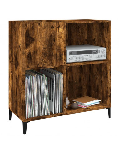 Mobile Porta Dischi Rovere Fumo 84,5x38x89 cm Legno Multistrato