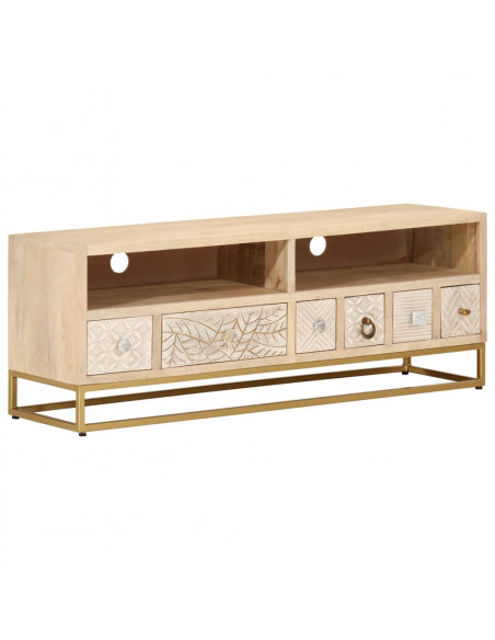 Mobile Porta TV 110x30x40 cm in Legno Massello di Mango e Ferro