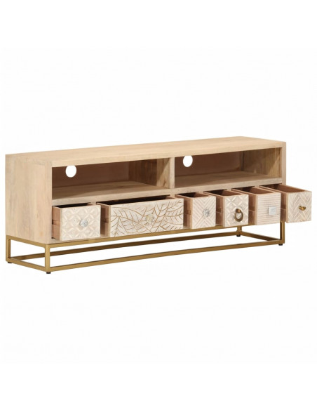 Mobile Porta TV 110x30x40 cm in Legno Massello di Mango e Ferro