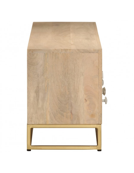 Mobile Porta TV 110x30x40 cm in Legno Massello di Mango e Ferro