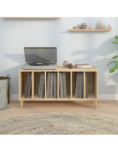 Mobile Porta Dischi Rovere Sonoma 100x38x48cm Legno Multistrato