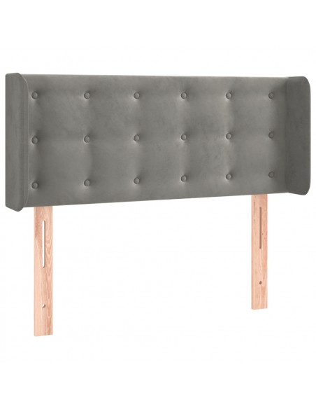 Testiera ad Orecchio Grigio Chiaro 103x16x78/88 cm in Velluto