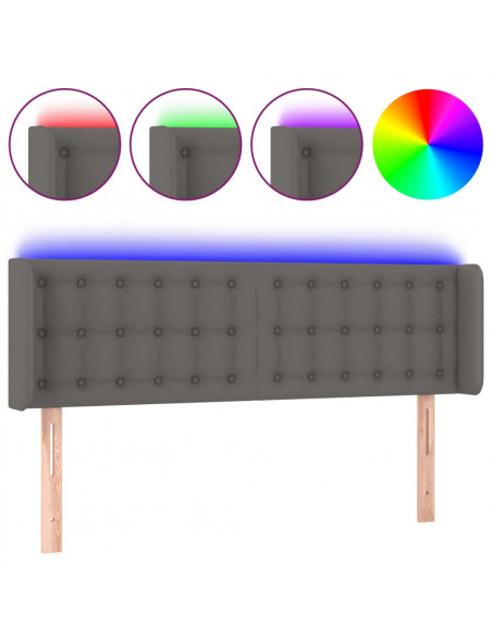 Testiera a LED Grigio 147x16x78/88 cm in Similpelle