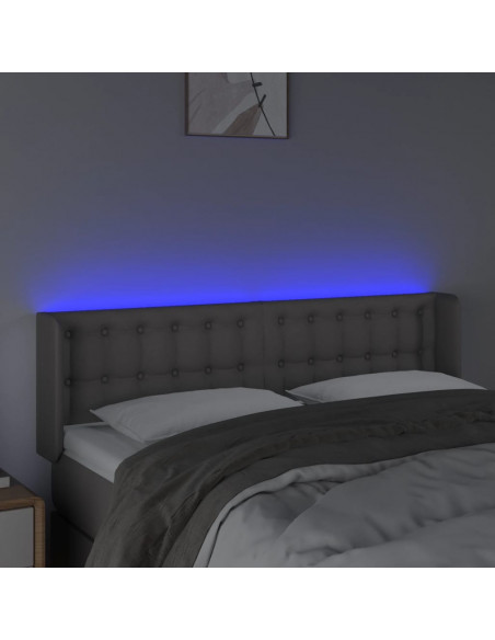 Testiera a LED Grigio 147x16x78/88 cm in Similpelle
