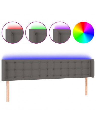 Testiera a LED Grigio 163x16x78/88 cm in Similpelle