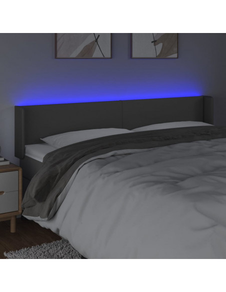 Testiera a LED Grigio 203x16x78/88 cm in Similpelle