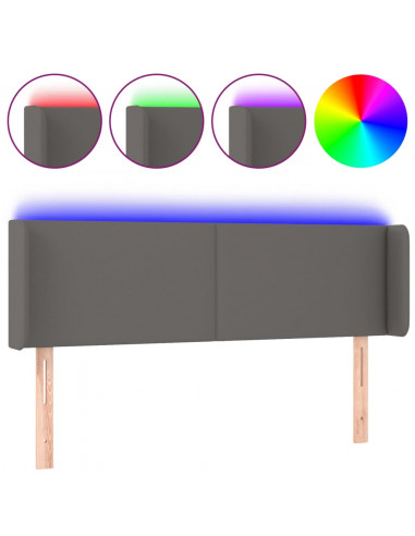 Testiera a LED Grigio 147x16x78/88 cm in Similpelle