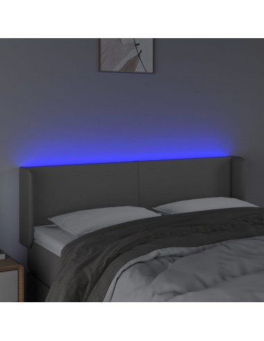 Testiera a LED Grigio 147x16x78/88 cm in Similpelle