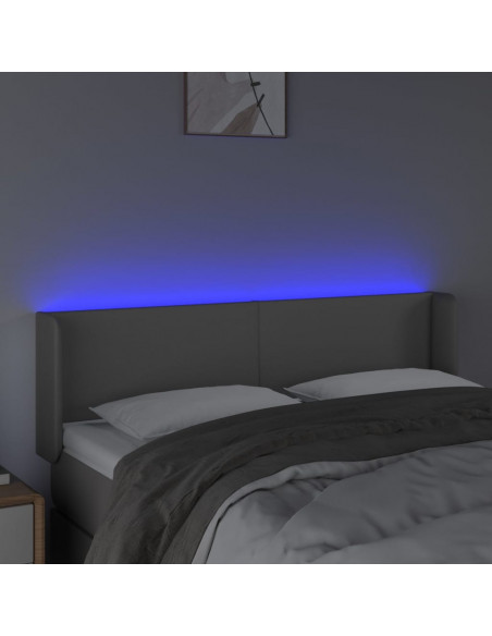 Testiera a LED Grigio 147x16x78/88 cm in Similpelle