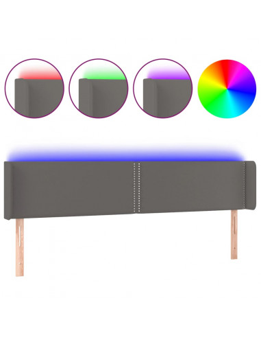 Testiera a LED Grigia 183x16x78/88 cm in Similpelle