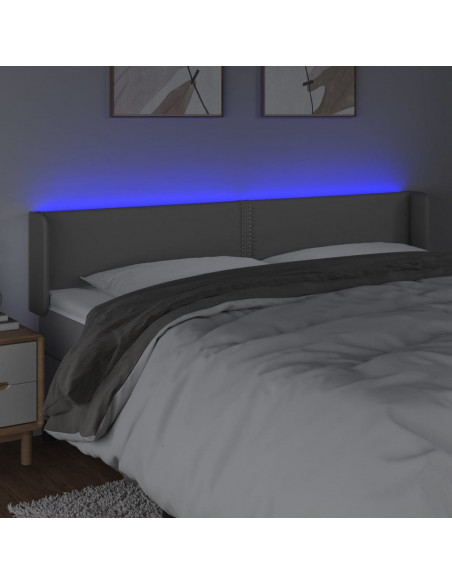 Testiera a LED Grigio 163x16x78/88 cm in Similpelle