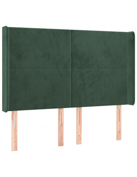 Testiera ad Orecchio Verde Scuro 147x23x118/128cm in Velluto