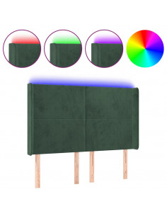 Testiera a LED Verde Scuro 147x16x118/128 cm in Velluto 2