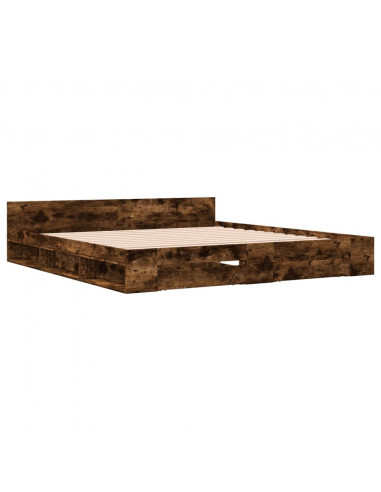 Giroletto con Cassetti Rovere Fumo 180x200 cm Legno Multistrato