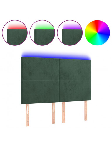 Testiera a LED Verde Scuro 144x5x118/128cm in Velluto