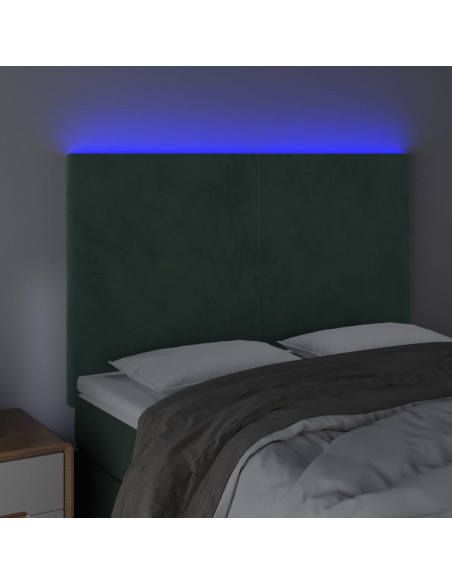 Testiera a LED Verde Scuro 144x5x118/128cm in Velluto