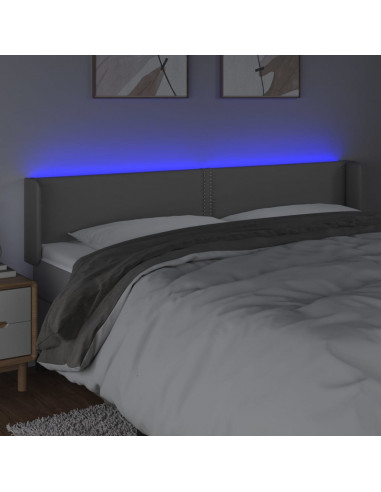 Testiera a LED Grigio 203x16x78/88 cm in Similpelle