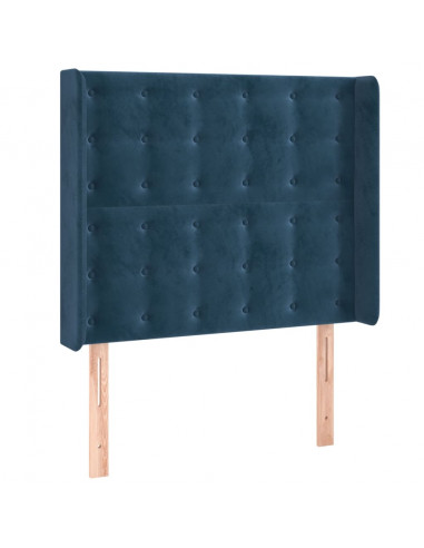 Testiera ad Orecchio Blu Scuro 93x16x118/128 cm in Velluto