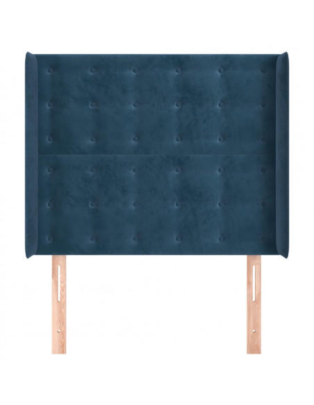 Testiera ad Orecchio Blu Scuro 93x16x118/128 cm in Velluto