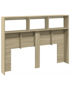 Testiera con Contenitore a LED Rovere Sonoma 140x17x102 cm 2