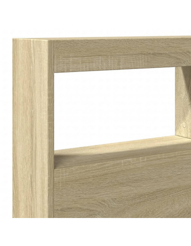 Testiera con Contenitore a LED Rovere Sonoma 140x17x102 cm