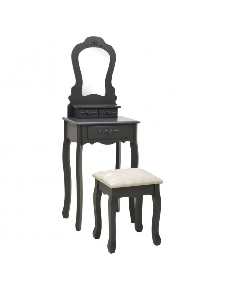 Tavolo da Trucco e Sgabello Grigio 50x59x136 cm Legno Paulownia