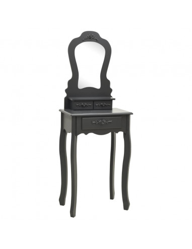 Tavolo da Trucco e Sgabello Grigio 50x59x136 cm Legno Paulownia