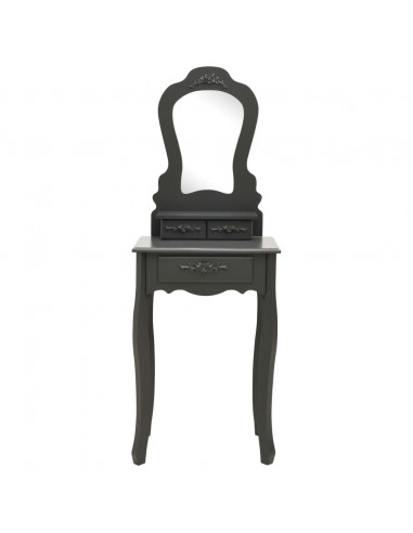 Tavolo da Trucco e Sgabello Grigio 50x59x136 cm Legno Paulownia