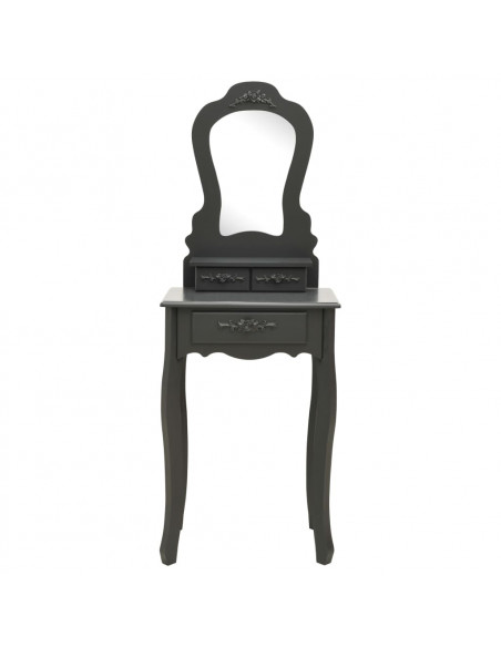 Tavolo da Trucco e Sgabello Grigio 50x59x136 cm Legno Paulownia