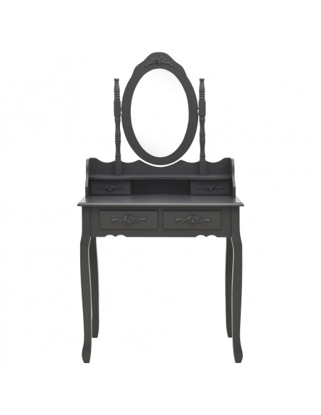 Tavolo da Trucco e Sgabello Grigio 75x69x140 cm Legno Paulownia