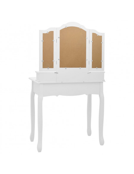Tavolo da Trucco e Sgabello Bianco 80x69x141 cm Legno Paulownia
