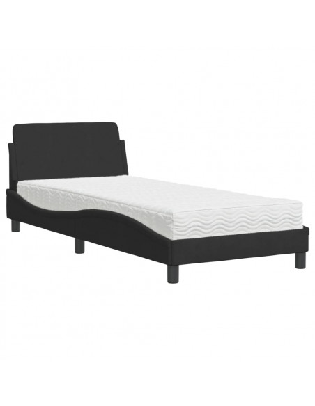Letto con Materasso Nero 90x200 cm in Velluto