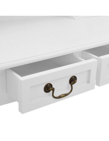 Tavolo da Trucco e Sgabello Bianco 80x69x141 cm Legno Paulownia