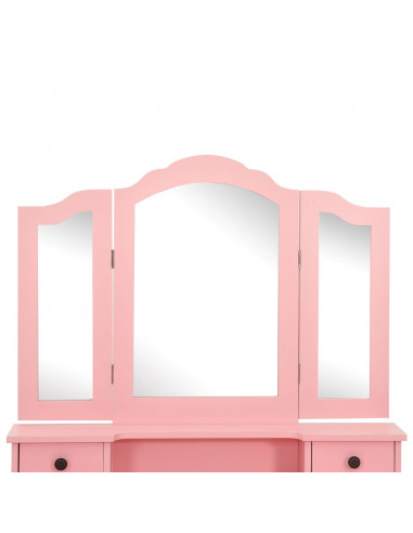 Tavolo da Trucco con Sgabello Rosa 80x69x141 cm Legno Paulownia