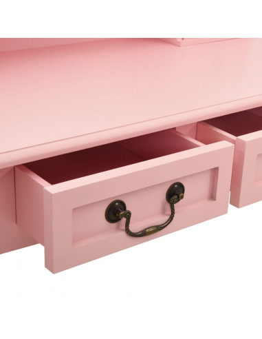 Tavolo da Trucco con Sgabello Rosa 80x69x141 cm Legno Paulownia