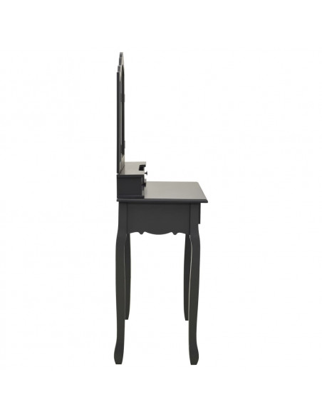 Tavolo da Trucco con Sgabello Grigio 80x69x141 cm Legno Paulownia
