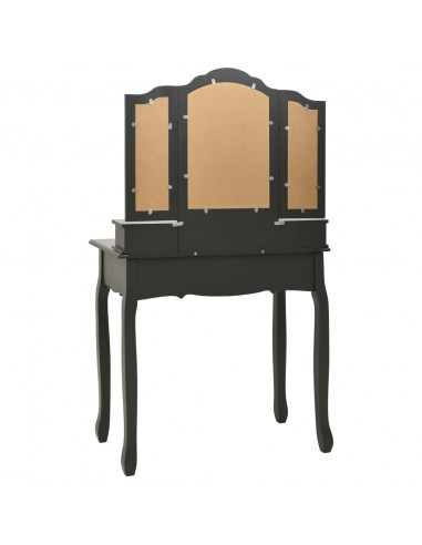 Tavolo da Trucco con Sgabello Grigio 80x69x141 cm Legno Paulownia