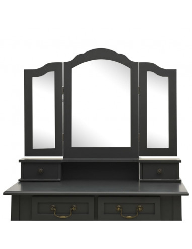 Tavolo da Trucco con Sgabello Grigio 80x69x141 cm Legno Paulownia